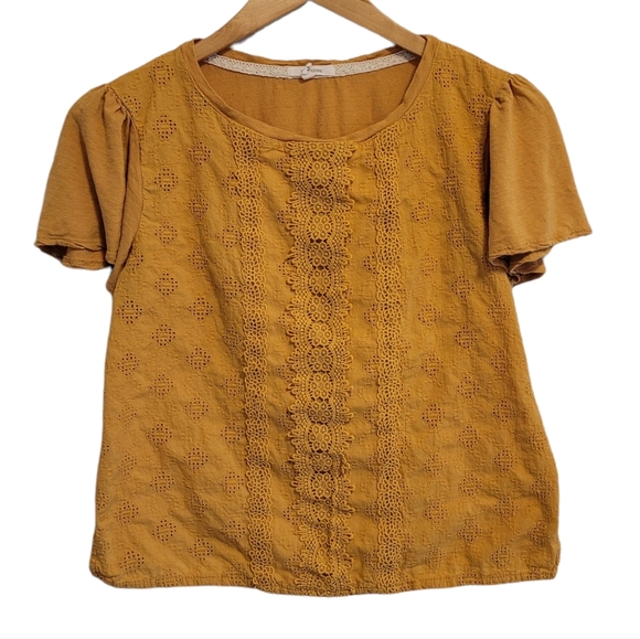 Maurices Boho Lace Top - Mustard Yellow (Medium) - Picture 1 of 6